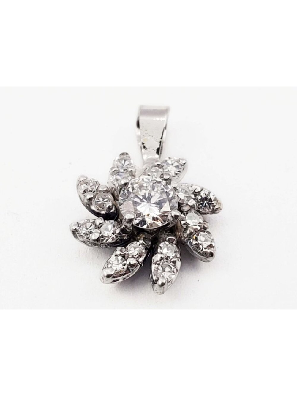 0.5 ctw Diamond Starburst Mini Charm Pendant 14k White Gold